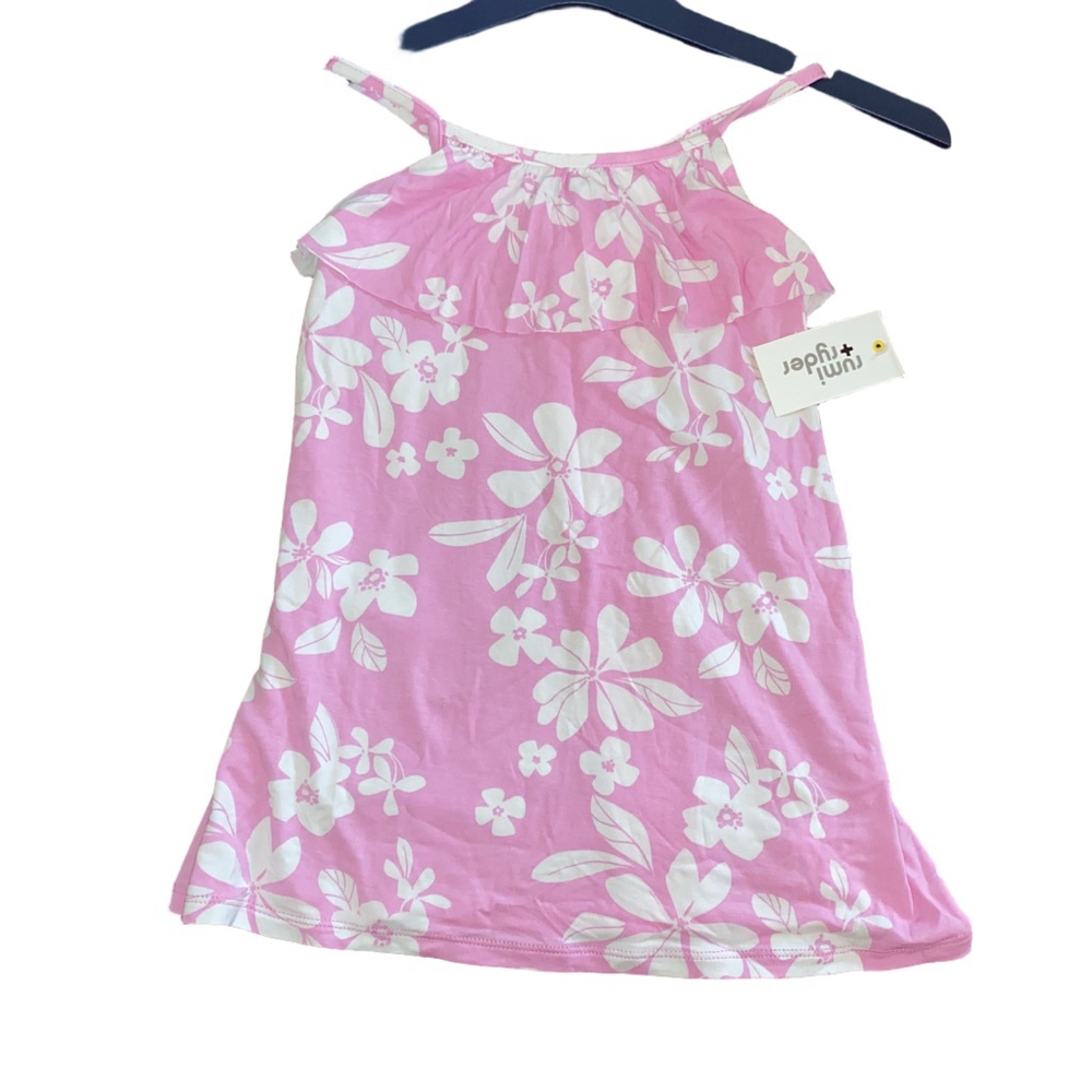 umi + Ryder Pink and White Floral Ruffle Tank Top Size M NWT